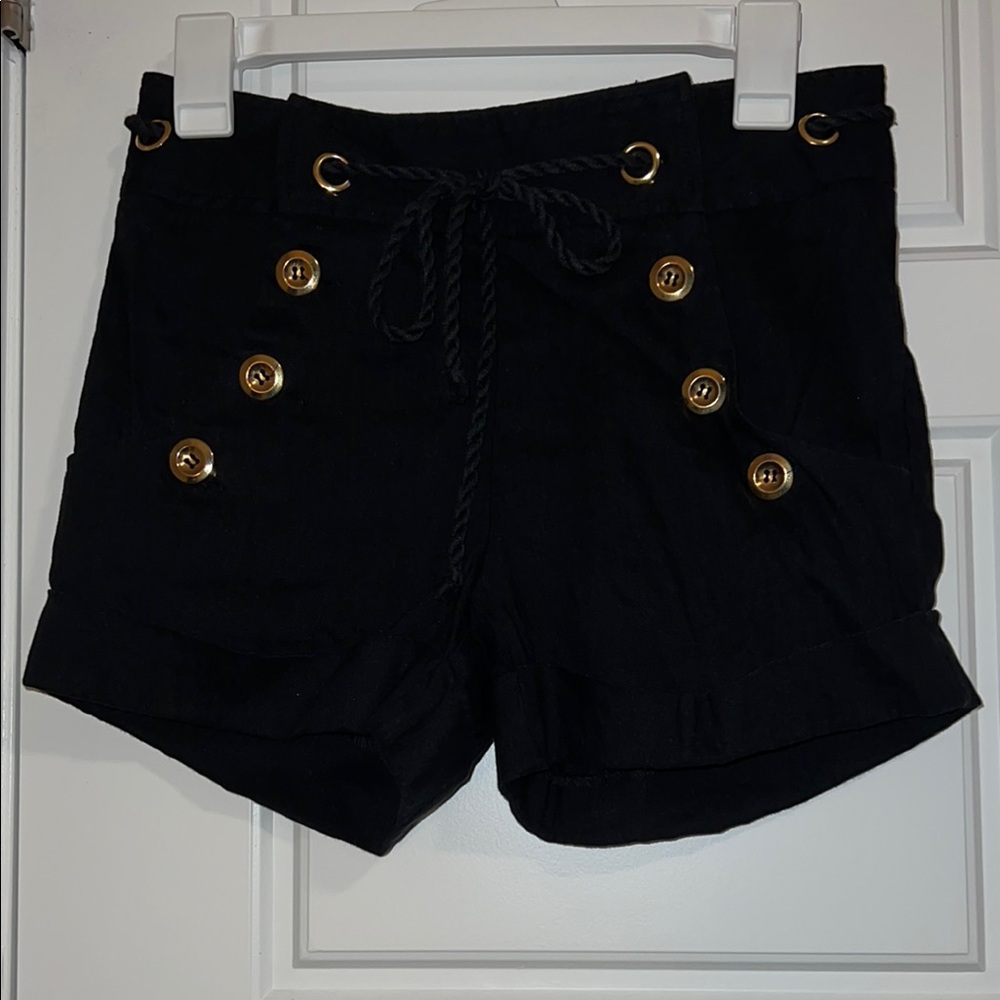 Betsey Johnson Black High Waist Shorts with Nautical Flair